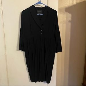 Bitte Kai Rand Dress Size Small Black Popover Pockets 3/4 Sleeve Mod Minimalism